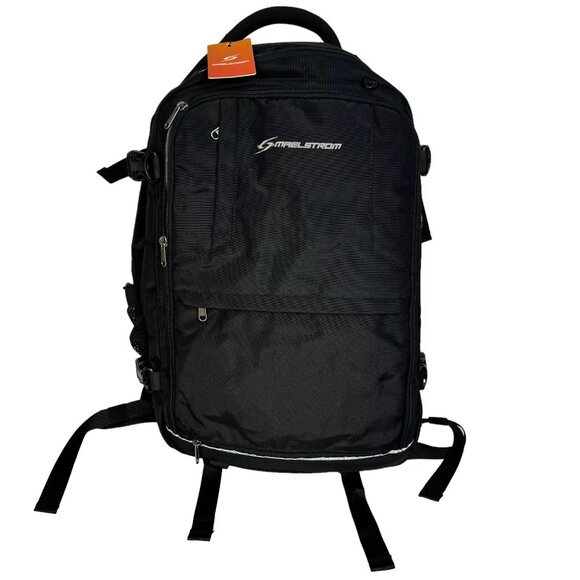 Maelstrom KB-05 Unisex Black Nylon Adjustable Strap Travel Backpack - Picture 3 of 13